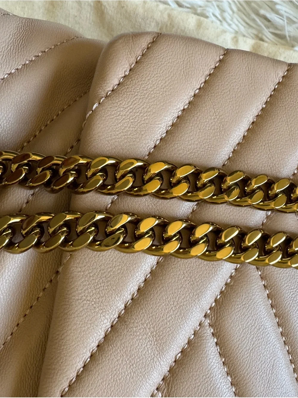 Tory Burch Blush Quilted Chevron Chain Shoulder Bag
